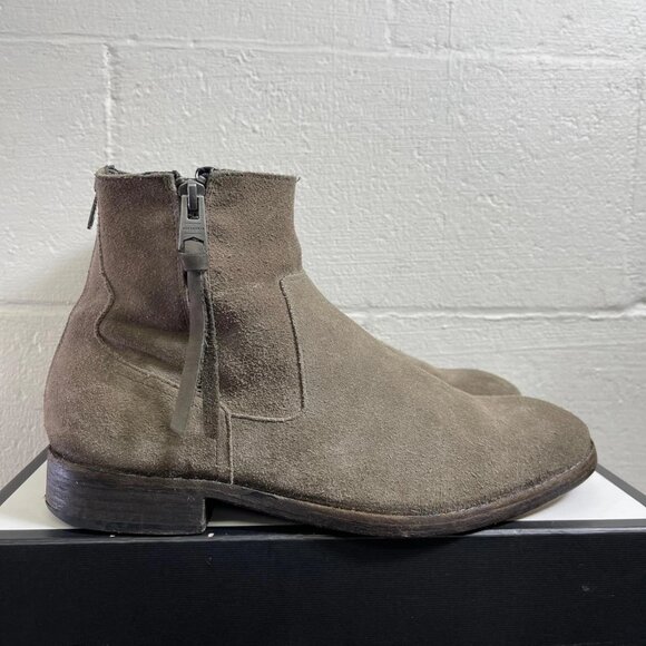 All Saints Brown Suede Ankle Boots Zip Side Men's 43 EU/10 US Made In Portugal - Picture 3 of 11